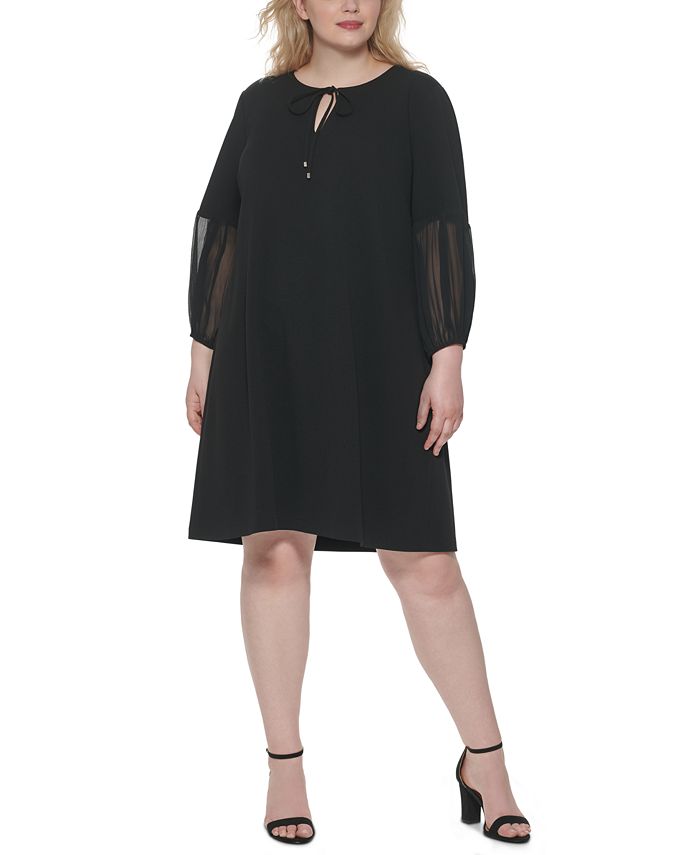 Tommy Hilfiger Plus Size Chiffon-Sleeve Shift Dress & Reviews Dresses Plus Sizes - Macy's