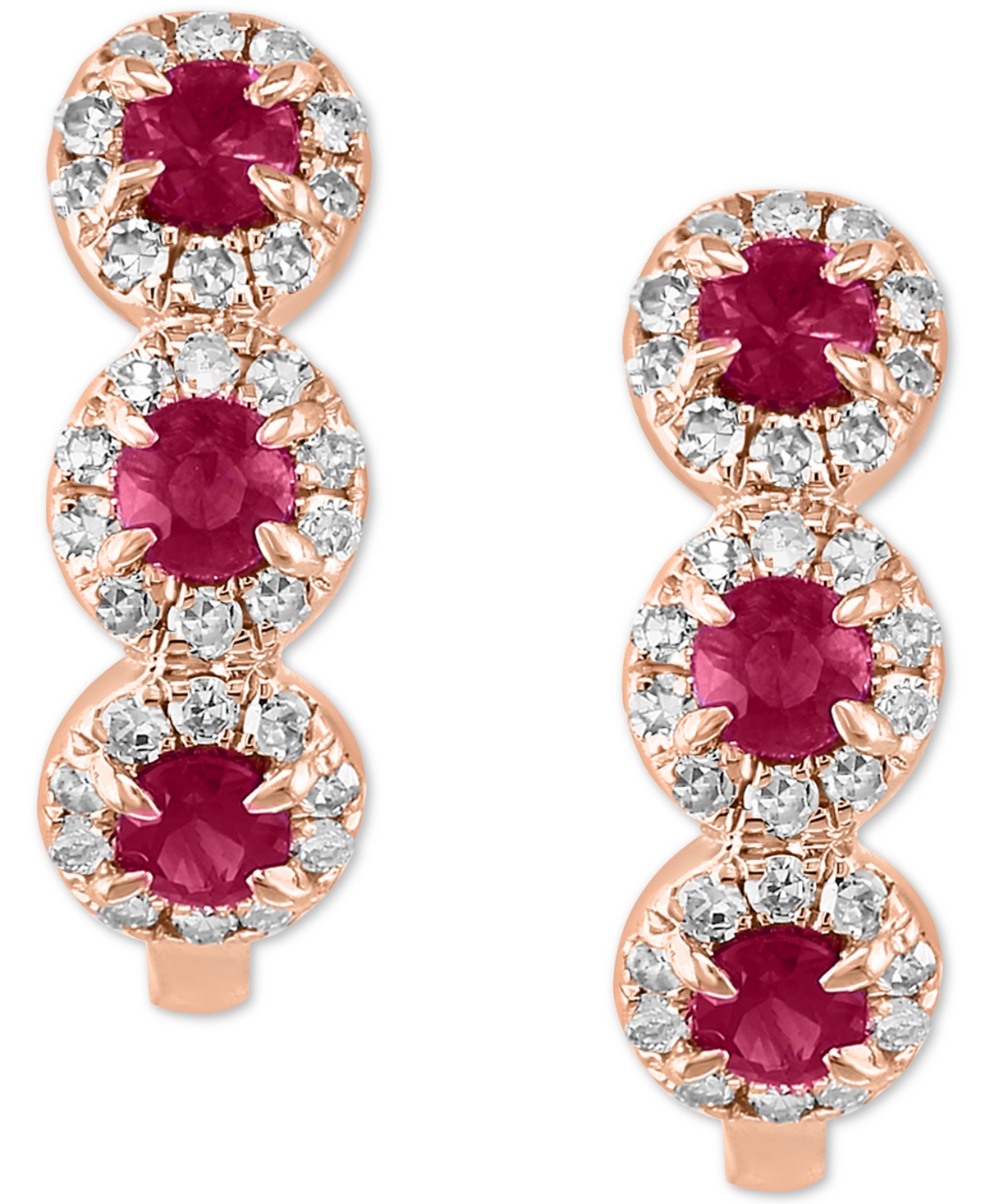 Lali Jewels Sapphire (1/3 Ct. T.w.) & Diamond (1/5 Ct. T.w.) Oval Hoop Earrings In 14k Rose Gold ( Also In White In Ruby