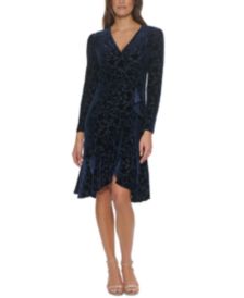 Textured Velvet Faux-Wrap Dress