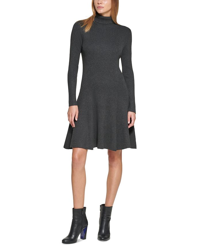 Calvin Klein Ribbed-Knit Turtleneck Sweater Dress & Reviews - Dresses -  Women - Macy's