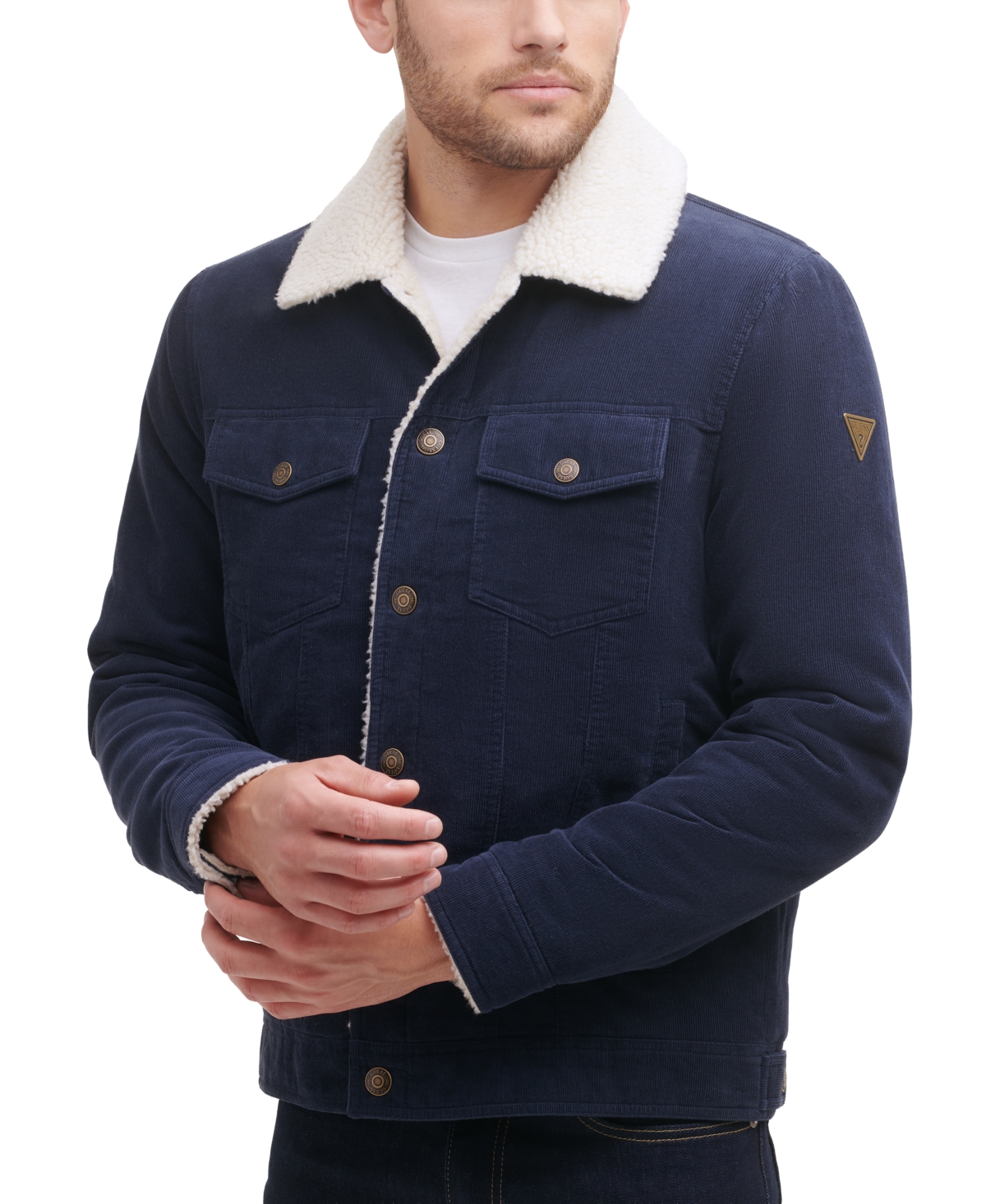 Guess Men s Corduroy Bomber Jacket with Sherpa Collar Smart Closet