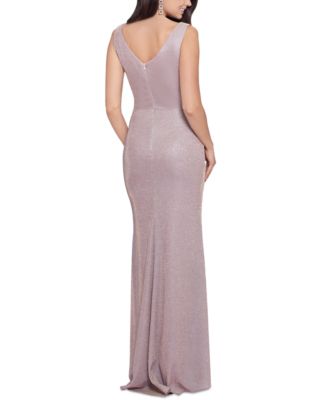 Ruffled-Front Glitter Gown