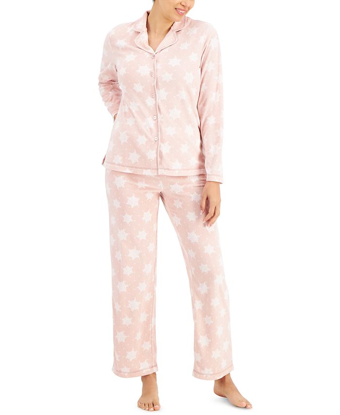 Charter Club Fleece Notch-Collar Pajama Set, Created for Macy's - Macy's