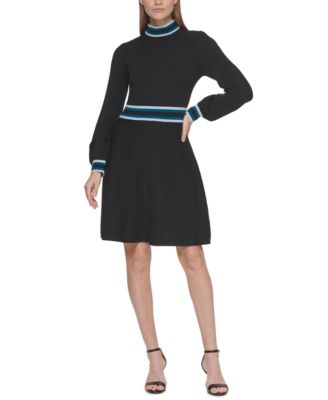 Vince Camuto Mock-Neck Fit & Flare Dress - Macy's