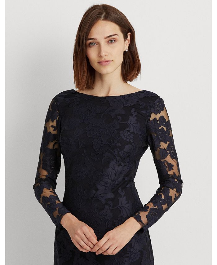 ralph lauren floral lace gown