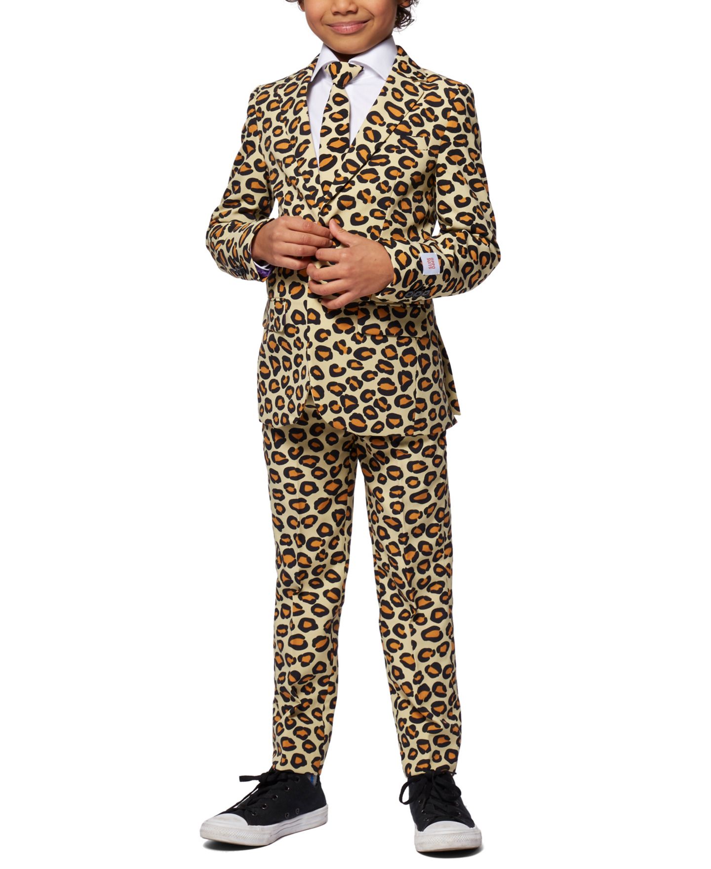 Детский костюм-тройка OppoSuits The Jag с животным принтом и галстуком на клипсе — фото 1