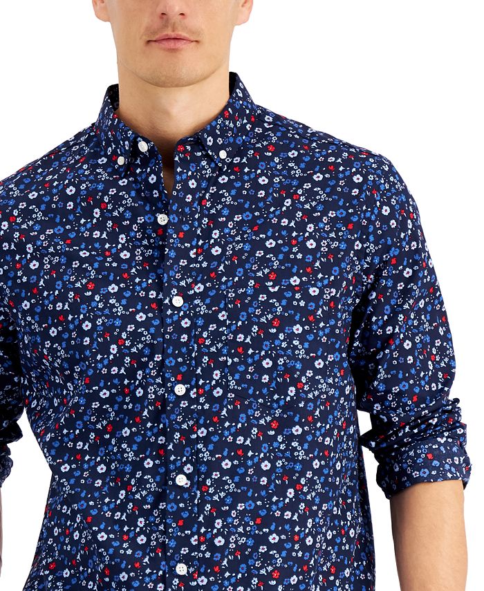 Club Room Men's Mini-Floral Shirt, Created for Macy's - Macy's