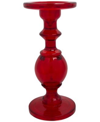 Home Essentials - 9" Red Glass Candle Holder