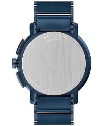 Movado - Men's Swiss Blue Stainless Steel Bracelet Watch 44mm