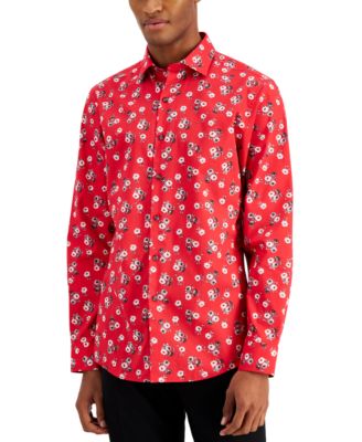 Bar III - Men's Slim-Fit Performance Stretch Floral-Print Dress Shirt