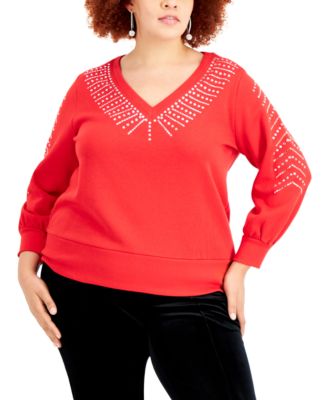 rhinestone plus size tops