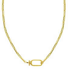 Oblong Clip Chain with Snap Clasp 18" Necklace in Gold Plate or Silver Plate