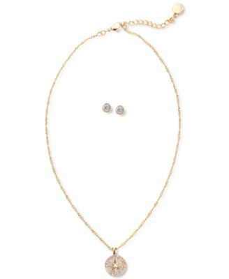 Charter Club - Gold-Tone Crystal Nautical Pendant Necklace & Stud Earrings Set