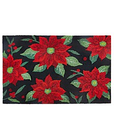 Poinsettia Holiday Hooked 20" x 30" Accent Rug, Created for Macy's 