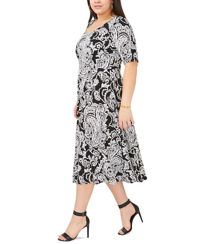 MSK Plus Size Elbow-Sleeve Midi Dress & Reviews - Dresses - Plus Sizes ...