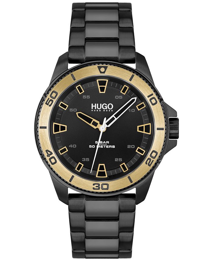 HUGO - Men's Streetdiver Black Ion Plated Steel Bracelet Watch 44mm