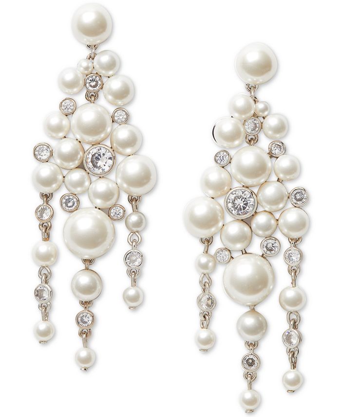 Stille Sinewi Tips kate spade new york Silver-Tone Imitation Pearl & Crystal Chandelier  Earrings - Macy's