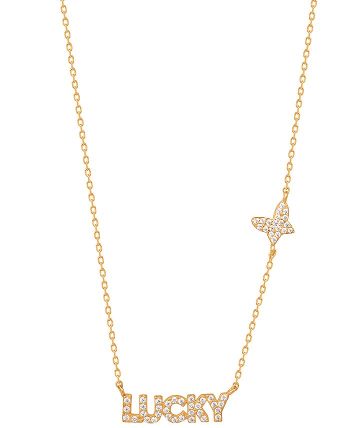 Giani Bernini - Cubic Zirconia LUCKY Butterfly 18" Pendant Necklace in Gold Flash Sterling Silver