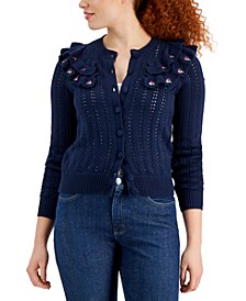 Ruffled Pointelle Knit Cardigan, Created for Macy's