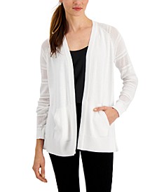 Pointelle-Sleeve Open-Front Cardigan, Created for Macy's
