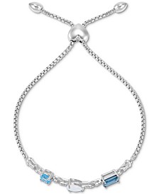 Multi-Gemstone (2-1/3 ct. t.w.) & Diamond (1/5 ct. t.w.) Bolo Bracelet in Sterling Silver