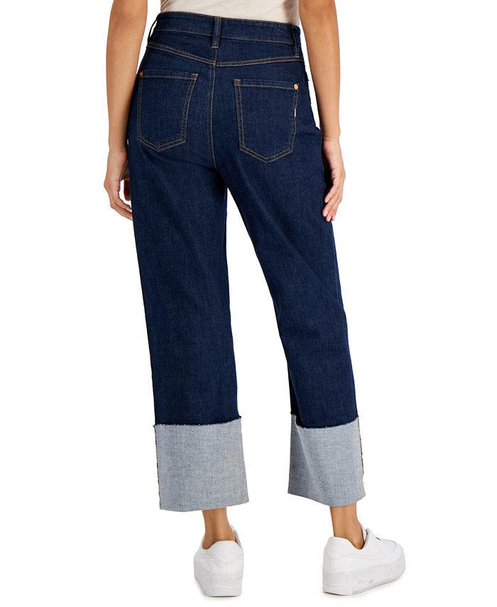 INC International Concepts Women's WideCuff StraightLeg Jeans, Created for Macy's Macy's