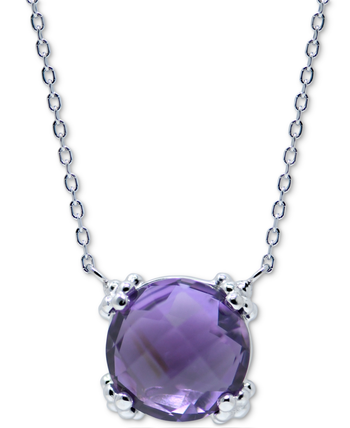 Amethyst Solitaire Pendant Necklace (2-7/8 ct. t.w.) in Sterling Silver, 16" + 1" extender - Purple