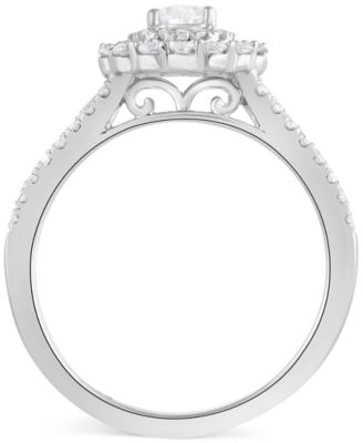 Diamond Pear Halo Ring (1 ct. t.w.) in 14k White Gold