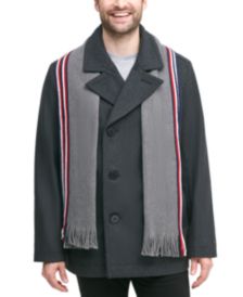 Men's Classic Double-Breasted Peacoat with Detachable Scarf