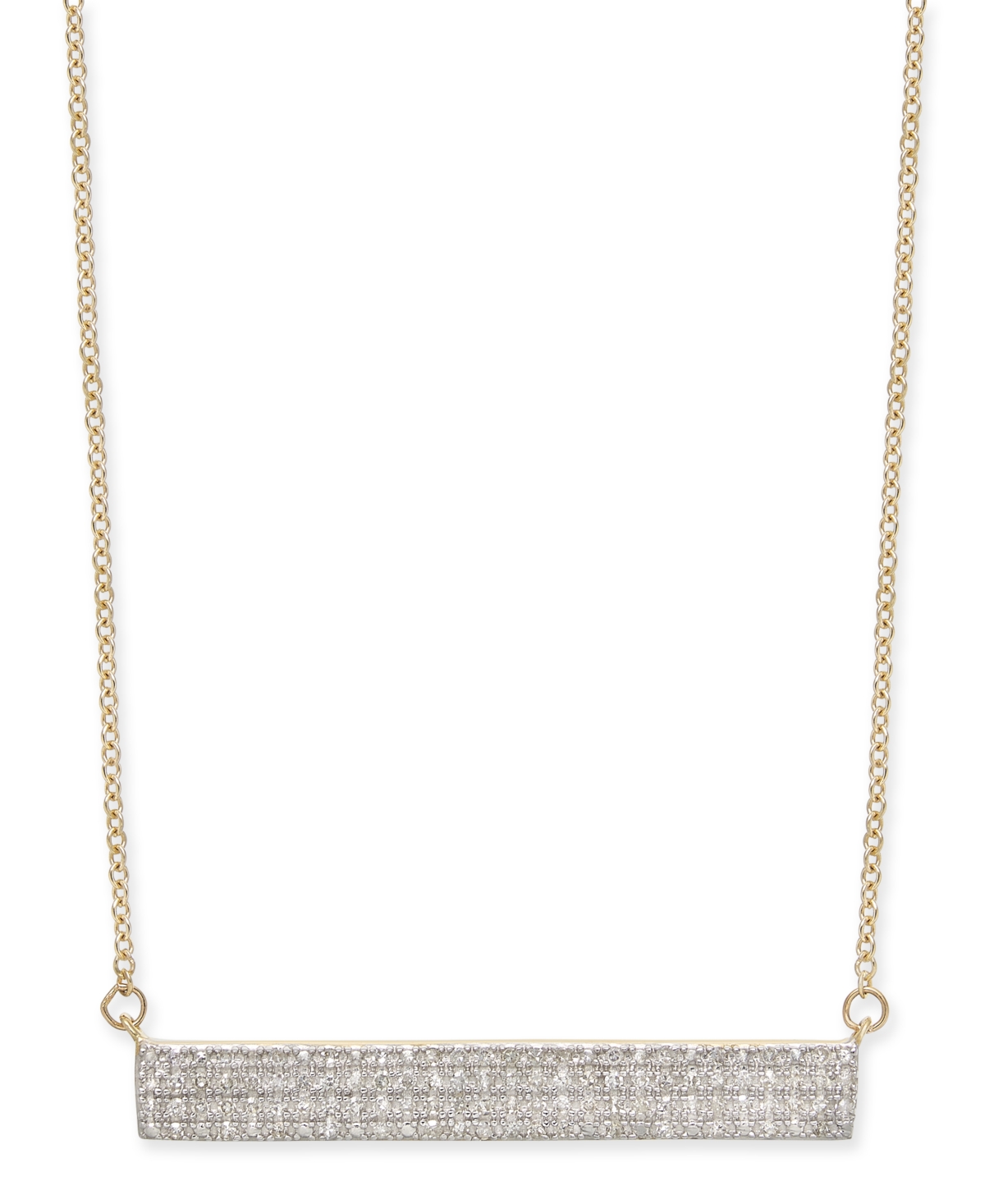 Wrapped Diamond Pave Bar Pendant Necklace (1/4 Ct. T.w.) In 10k Gold, 16" + 2" Extender, Created For Macy's In White Gold