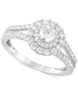MACY'S DIAMOND DOUBLE HALO RING (1 CT. T.W.) IN 14K WHITE GOLD