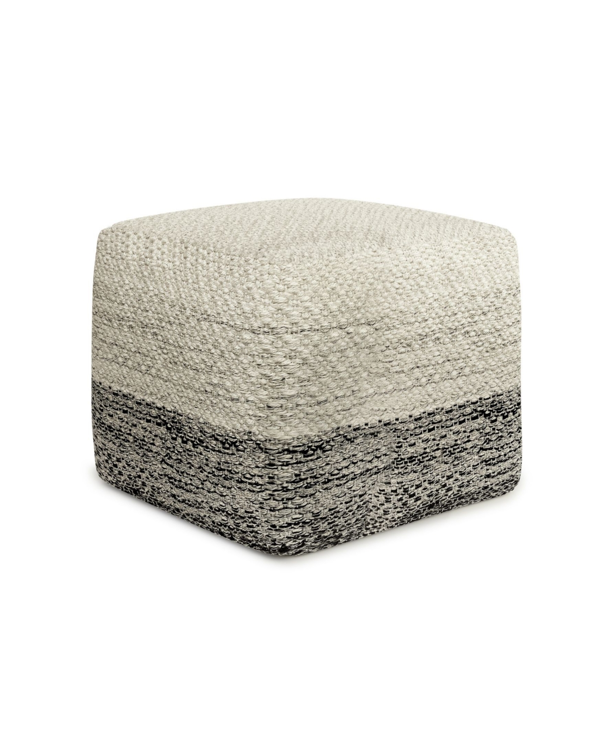 Macy's Macie Square Woven Outdoor And Indoor Pouf In Gray And White