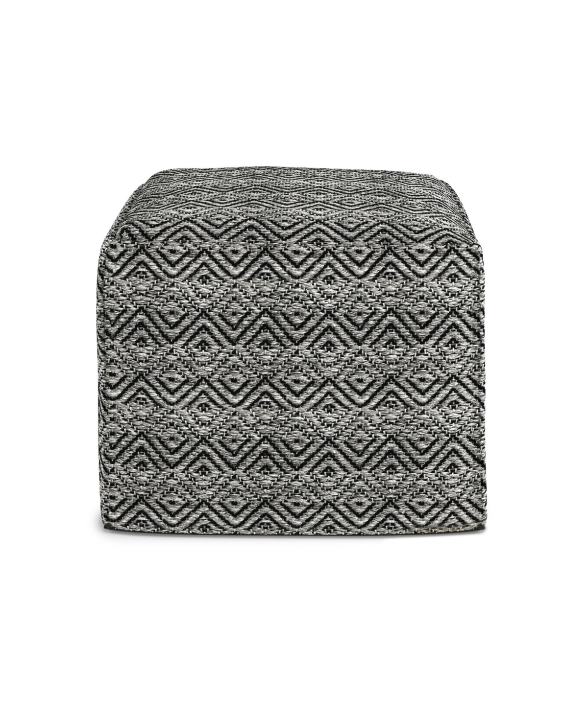 Shop Macy's Hendrik Square Woven Outdoor And Indoor Pouf In Gray,black