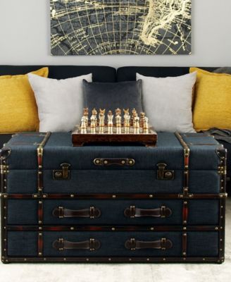 Linen And Wood Traditional Coffee Table