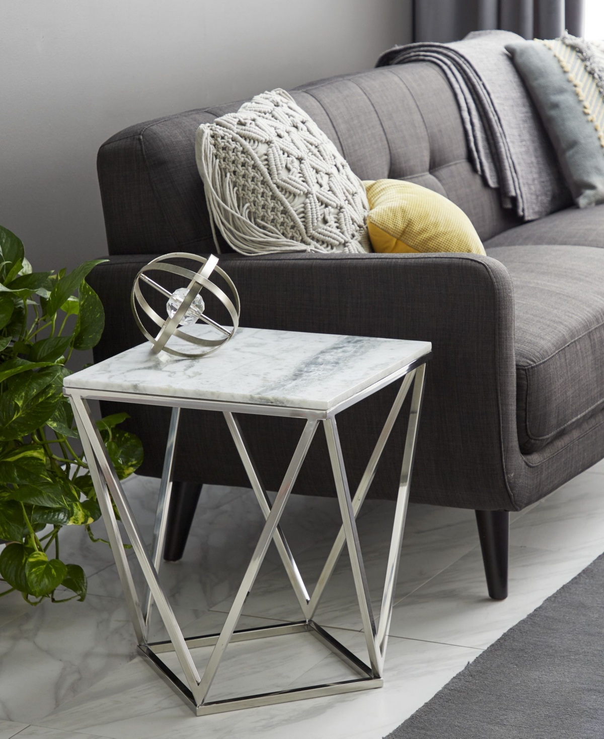 Modern Accent Table - Silver-Tone