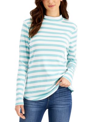 striped mock neck