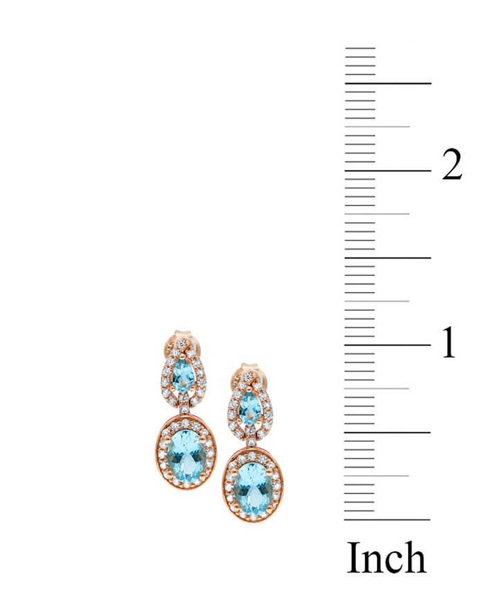Macy's - Aquamarine( 2-3/4 ct. t.w) Diamond (5/8 ct. t.w) Earrings set in 14K Rose Gold