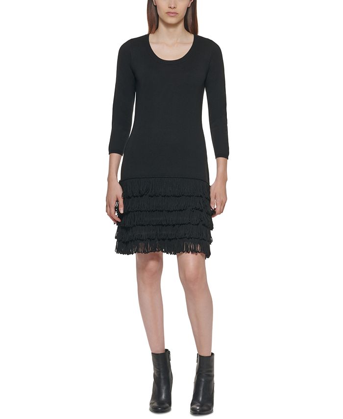 Calvin Klein Tiered Fringe Dress Macy s