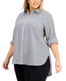 Plus Size Striped High-Low Shirt