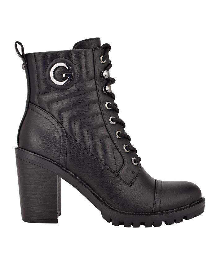 gbg los angeles women's harlin round toe stacked heel boot