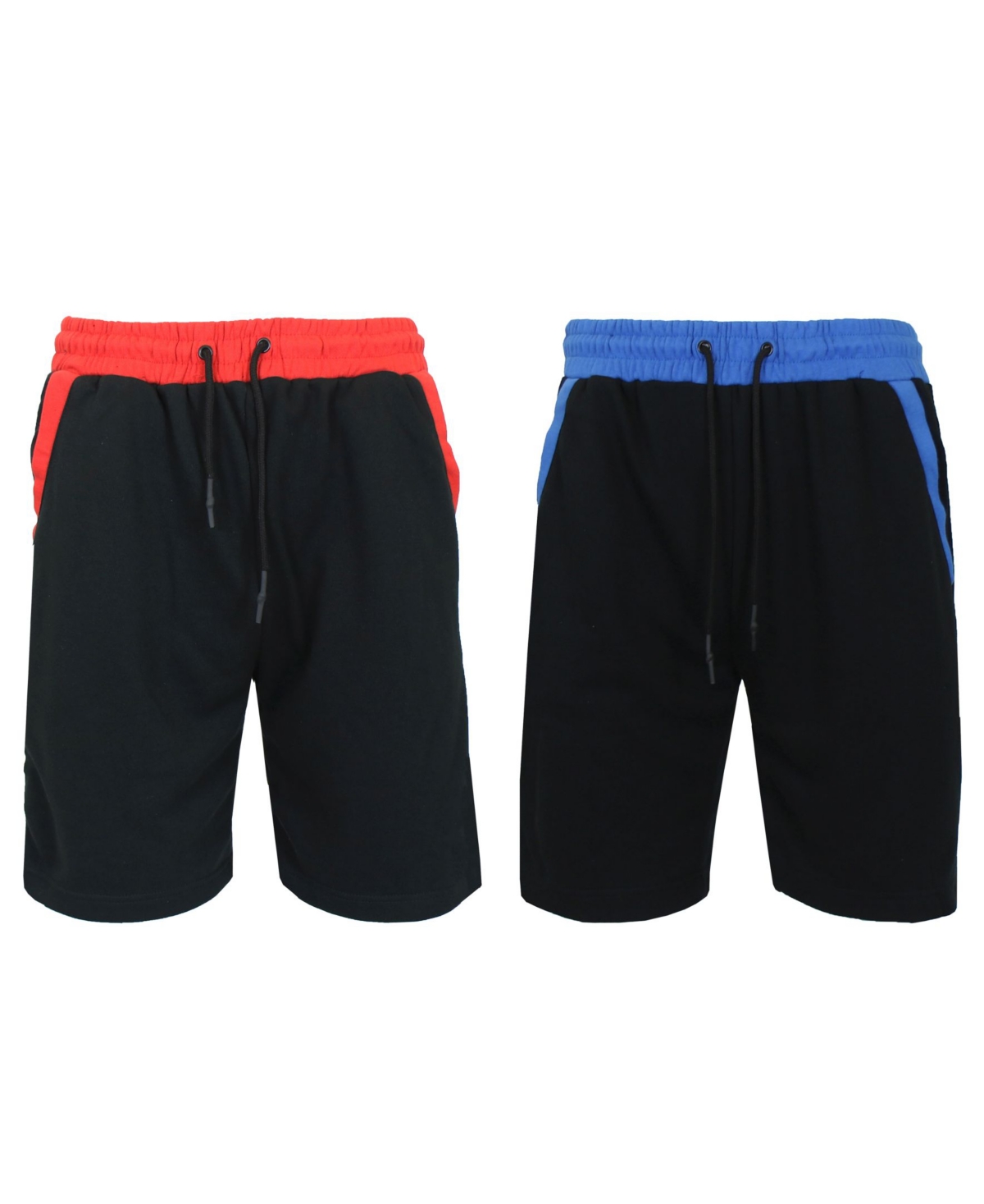 Shop Galaxy By Harvic Women's French Terry Loose Fit Fashion Trim Design Bermuda Shorts, Pack Of 2 In Black - Red,black - Royal