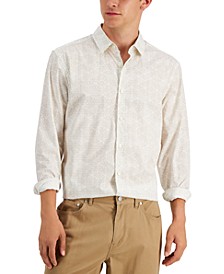 Men's Regular-Fit Stretch Geo-Print Poplin Shirt, Created for Macy's 