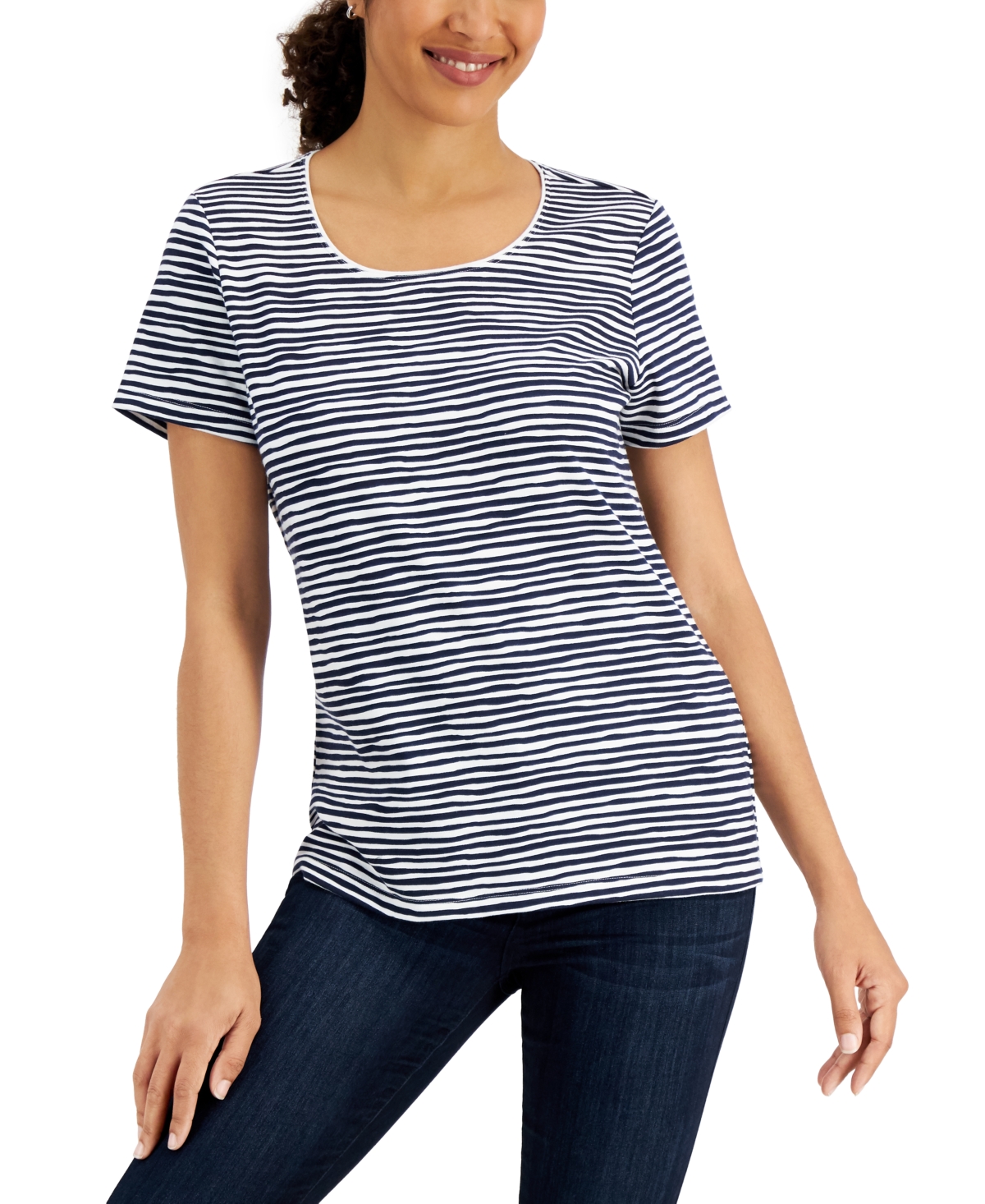 Striped Scoop-Neck Top, Created for Macy's - Intrepid Blue