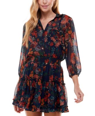 City Studios - Juniors' Floral-Print Shirtdress