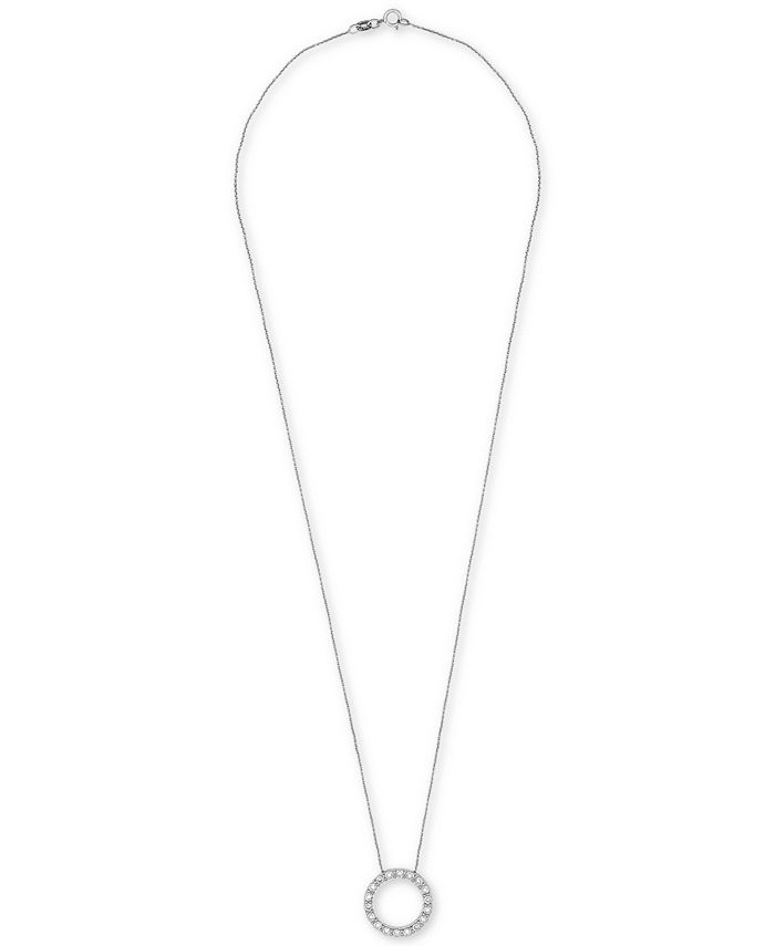 Macy's Diamond Circle 18" Pendant Necklace (1/10 ct. t.w.) in Sterling Silver Macy's