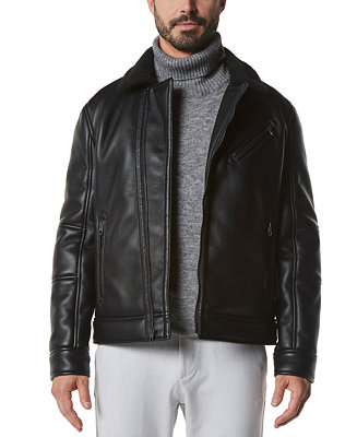 Marc New York Men's Maxton Asymmetrical Moto Jacket with Faux-Shearling ...