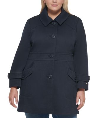 plus size double breasted flare coat