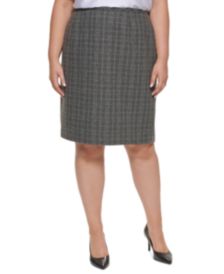 Plus Size Plaid Pencil Skirt