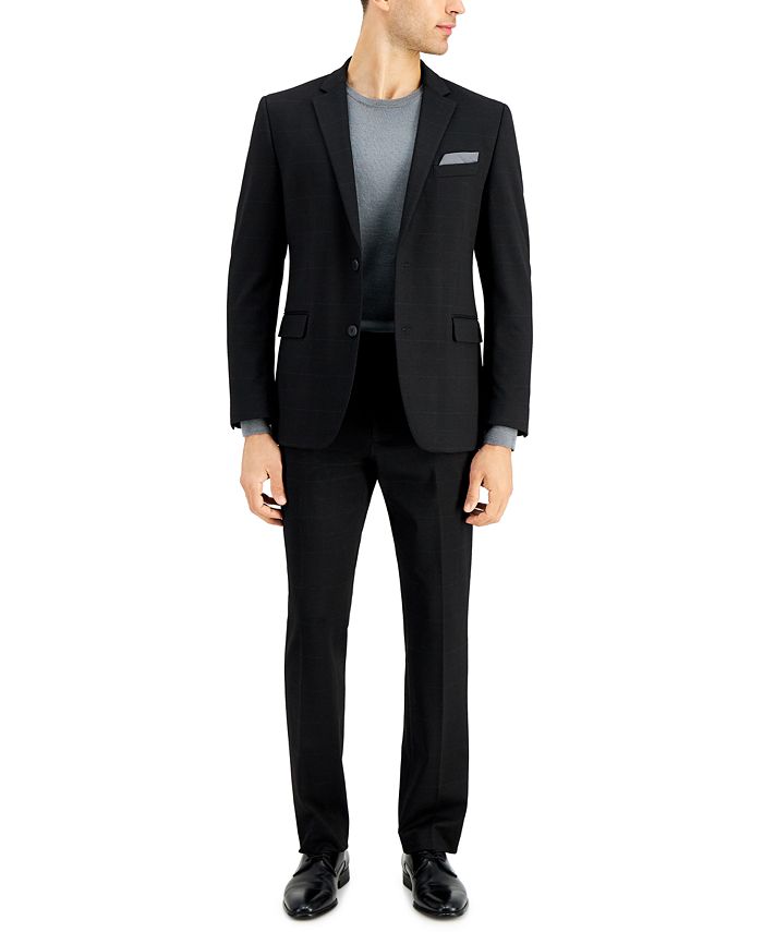 Perry Ellis Men's Slim-Fit Black Window Knit Suit - Macy's