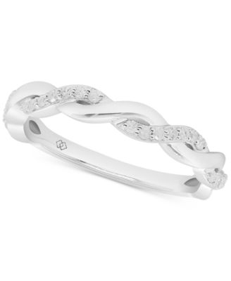 silver diamond twist ring